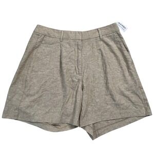 NWT Old Navy Women's Linen Blend Pleated Shorts Tan Size Large